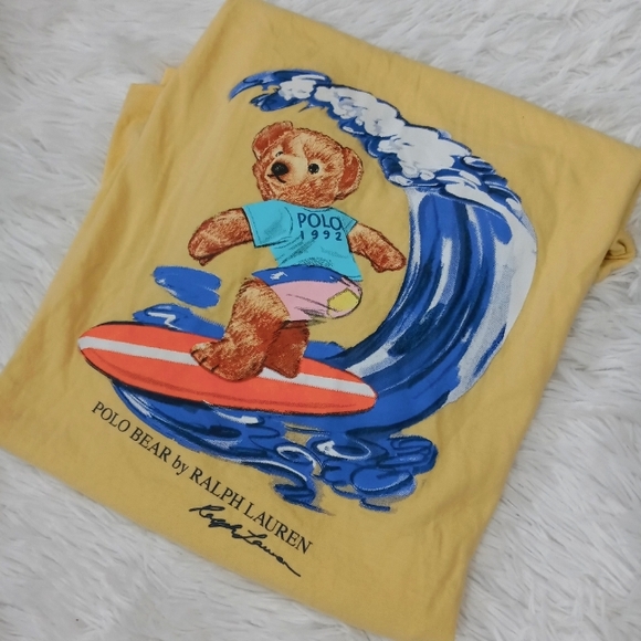 Ralph Lauren Other - Ralph Lauren Polo Yellow Surfing Bear T Shirt Large